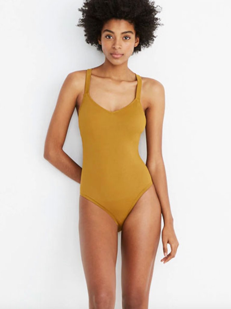 Madewell Second Wave Crisscross One-Piece Swimsuit In Distant Olive Small Nwot